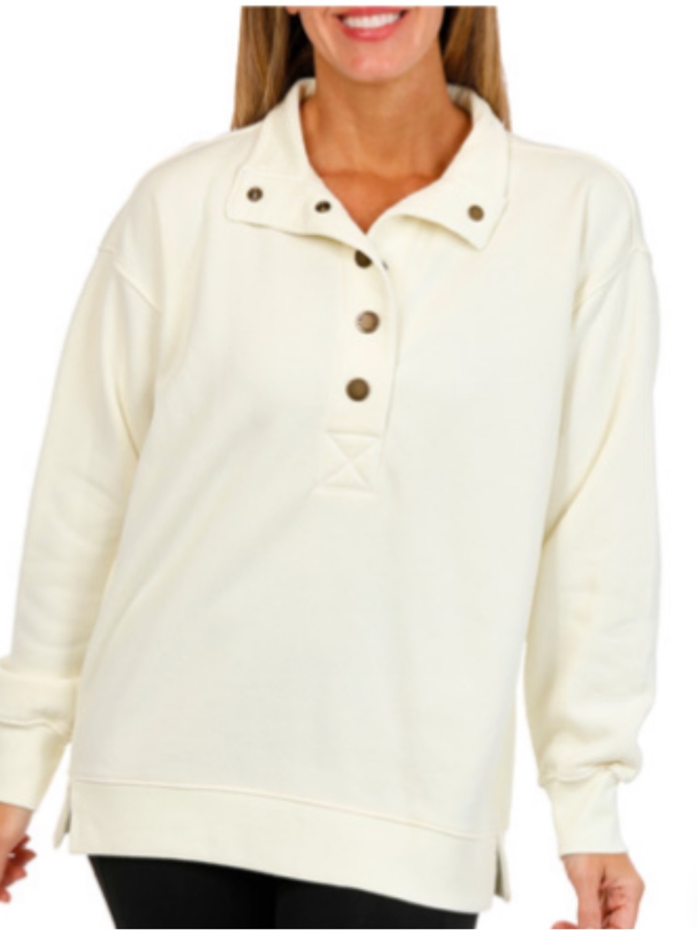 NWT C&C California  Women's Long Sleeve Fleece Henley Top Size S